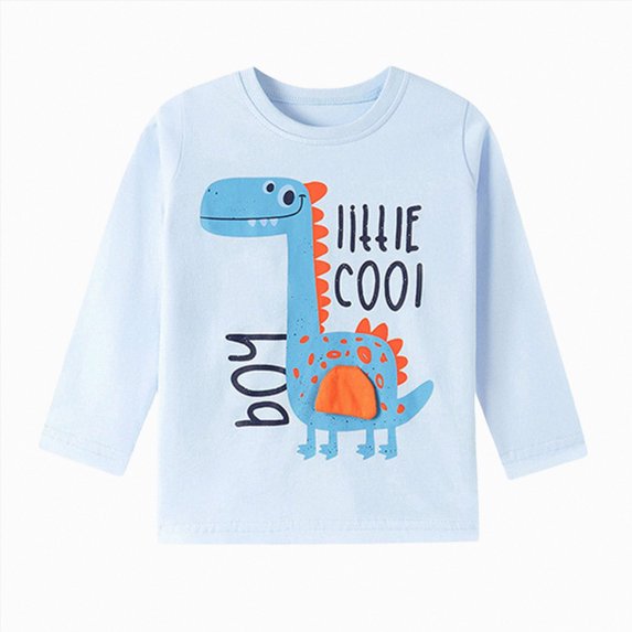 WXFAZCVU Toddler Boys Long Sleeve Dinosaur Shirts Kid Cute Graphic T-Shirt Everyday Wear Size 3 Years