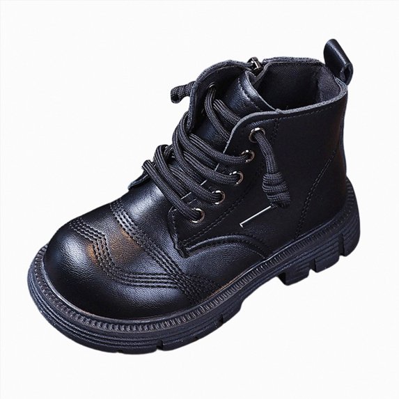 WXFAZCVU Toddler Girls Boots Round Toe Side Zipper Lace Up Work Boots Dress Party Shoes Size 13.5