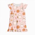 thumbnail image 1 of WXFAZCVU Toddler Girls Nightdress Halloween Graphic Print Sleepwear Short Sleeve Pajamas Dress Size 6-7 Years, 1 of 4