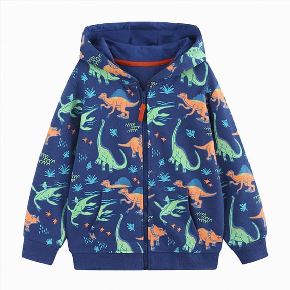 WXFAZCVU Zip Up Hoodie Sweatshirt Boys Fall Jacket Kids Dinosaur Long Sleeve Tops Going Out Size 4 Years
