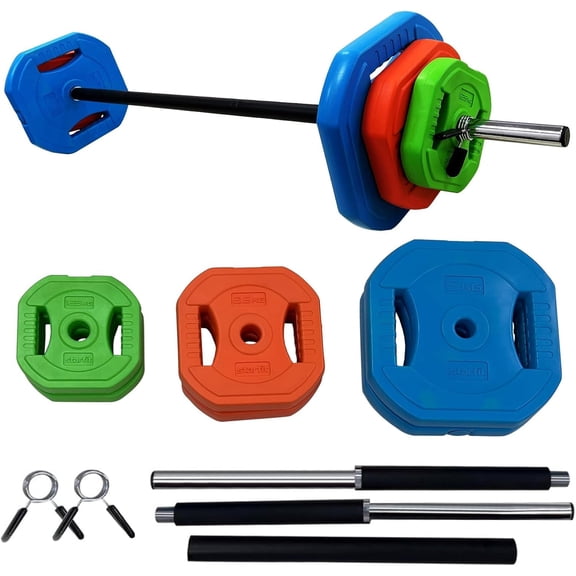 WXIAOLIN Adjustable Barbell Weight Set, Multi-Color Dumbbell with 51 in Bar & Cardio Pump. Fit for home gym strength training, men & women, fitness workout