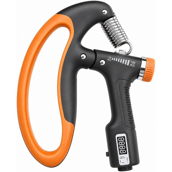 WXIAOLIN D-Shape Ergonomic Hand Grip Strengthener & Wrist Exerciser with Adjustable Resistance and Counter, 11-220 lbs