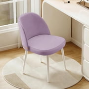 WXJHL Armless Swivel Vanity Chair Without Wheels, Ergonomic Backrest Accent Chair with Sturdy Metal Legs, Multipurpose Desk & Dining Chair for Bedroom, Office and Dining Room, Purple