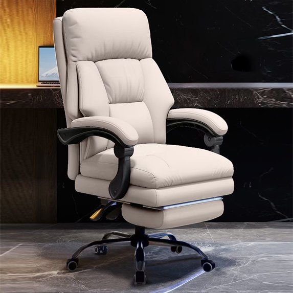 WXJHL Executive Office Chair with Foot Rest Comfortable High Back Computer Gaming Chairs Home Office Desk Chairs Big and Tall PU Leather Work Chair