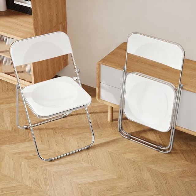 WXJHL Folding Chair 2 Pack Acrylic Foldable Portable Plastic Chair,Easy ...