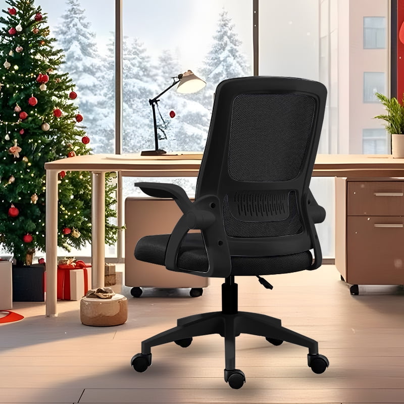 WXJHL Home Office Chair Ergonomic Desk Chair Breathable Mesh Chair High Back Desk Chair with Adjustable Height,Swivel Chair with Flip-Up Arms and Lumbar Support (Black)