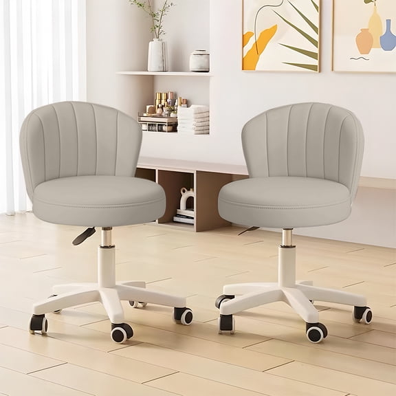 WXJHL Home Office Chair with Wheels PU Leather Swivel Drafting Chair with Back Rolling Round Stool Height Adjustable Work Task Vanity Salon Spa Stool Chair ( 13.8 * 2 * 9.9)