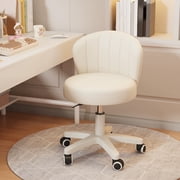 WXJHL Home Office Chair with Wheels PU Leather Swivel Drafting Chair with Back Rolling Round Stool Height Adjustable Work Task Vanity Salon Spa Stool Chair  13.8 * 2 * 9.9