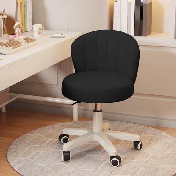 WXJHL Home Office Chair with Wheels PU Leather Swivel Drafting Chair with Back Rolling Round Stool Height Adjustable Work Task Vanity Salon Spa Stool Chair ( 13.8 * 2 * 9.9)