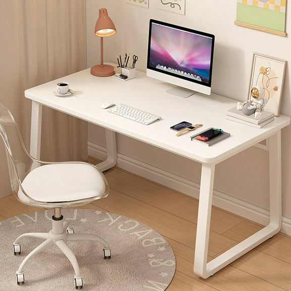 WXJHL Modern Desk 55 Inch Computer Table Simple Style Office Writing Desk Industrial Office Table White