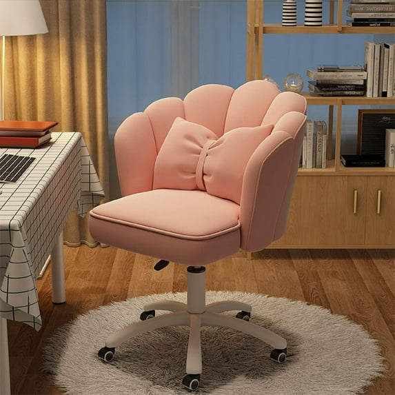 WXJHL Office Chair Cute Petal Desk Chair, Modern Fabric Home Butterfly Chairs Height Adjustable Chair Makeup Chairs Computer Chairs(Pink)