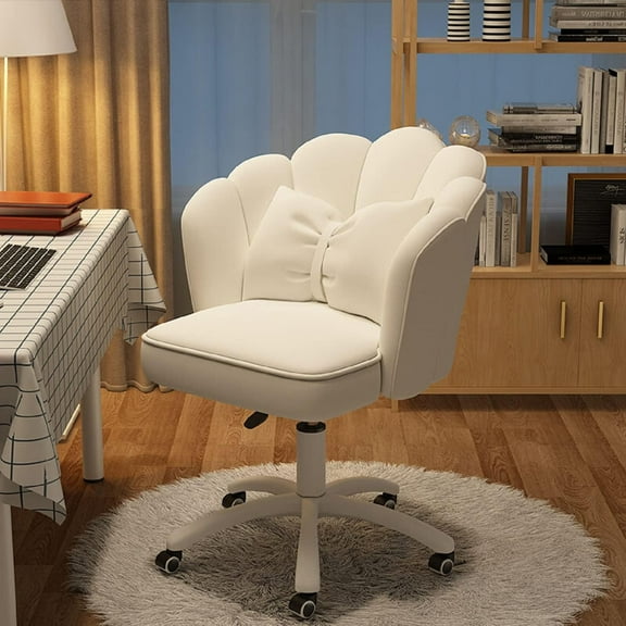 WXJHL Office Chair Cute Petal Desk Chair, Modern Fabric Home Butterfly Chairs Height Adjustable Chair Makeup Chairs Computer Chairs（White）