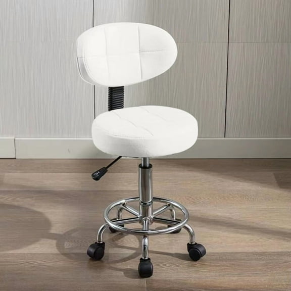 WXJHL Office Drafting Chair with Back Support and Footrest Multi-Purpose Office Desk Chair, Home Chair Thick Seat Cushion for Home Bar Kitchen Shop (White)