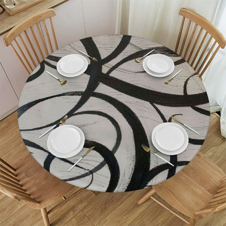 WXKJ Abstract Line Tablecloth Round Tangled Modern Texture Geometric ...