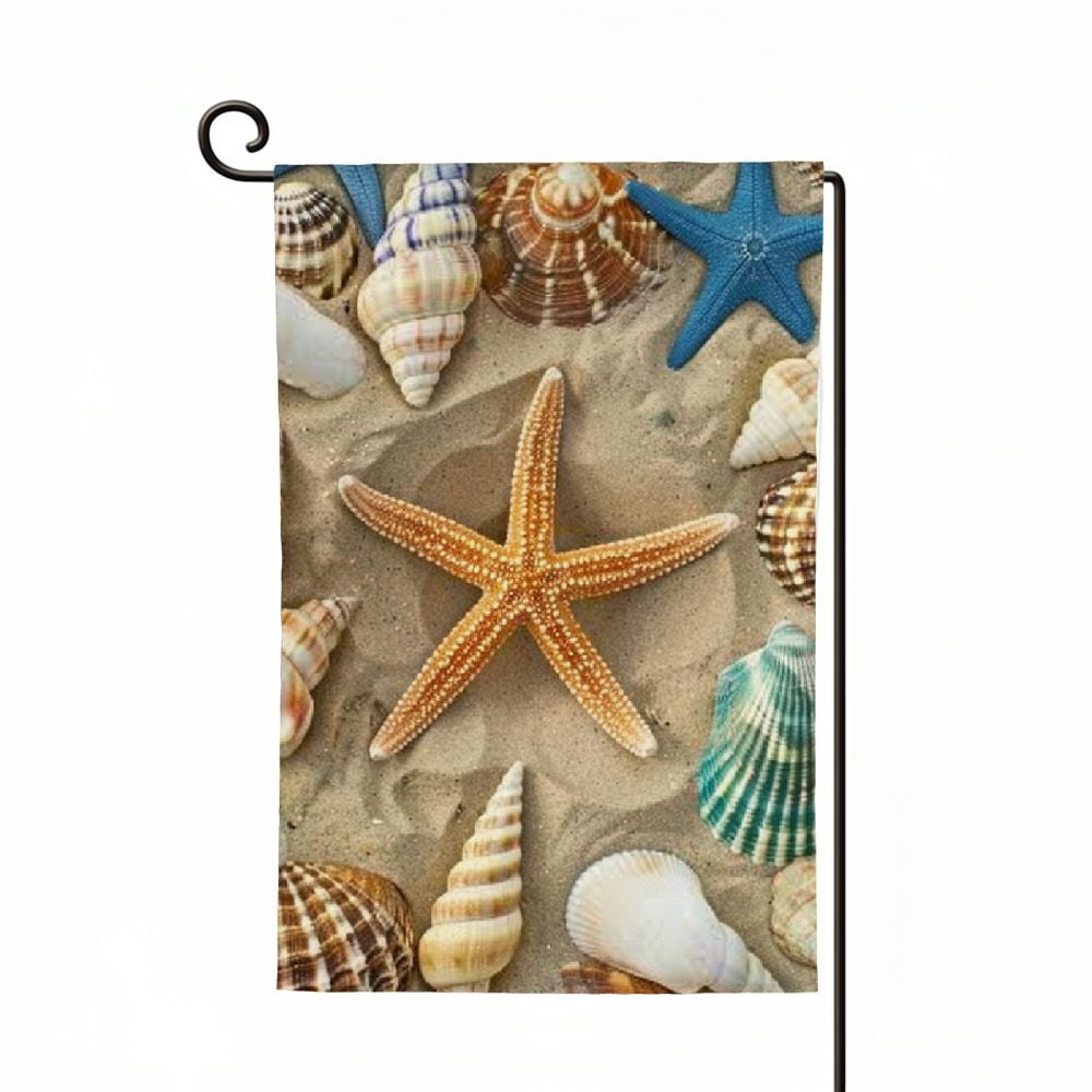 WXKJ Garden Flags, Beach Starfish Seashells Stars Welcome Garden Flag ...