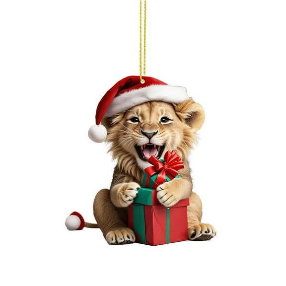WXLCISI 2D Christmas Lion Pendant Decoration Christmas Tree Double Printed Acrylic Pendant Decoration Interesting Decoration