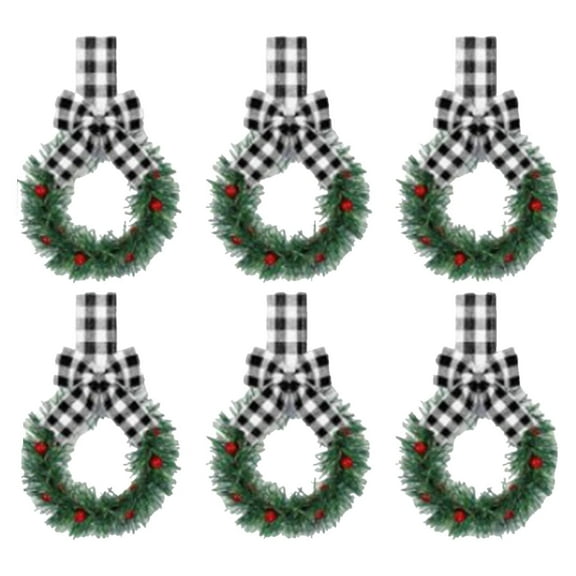 WXLCISI 6 Piece Set Of Christmas Kitchen Cabinet Garlands Suitable For Kitchens With Ribbon Bows Red Berry Small Window Garlands Suitable For Window Doors Farmhouse Wreath