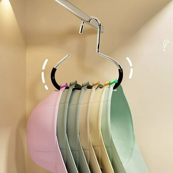 WXLCISI 8-Hook Hat Organizer, Closet Cap Rack for Baseball Hats, Space-Saving Wardrobe Storage Hanger