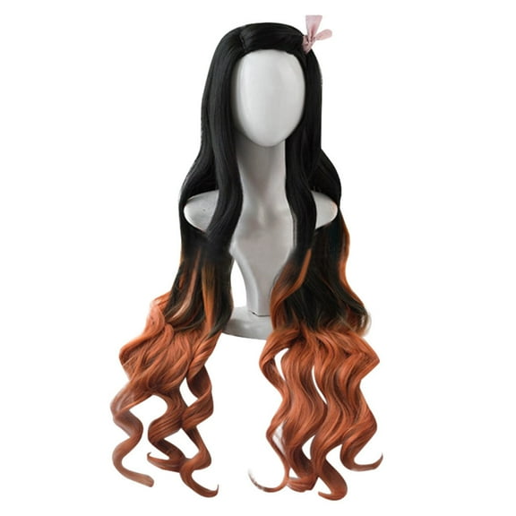 WXLCISI Black To Brown Wig with Bangs Long Wavy Synthetic Wig for Women with Daily Party Use,98CM