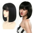 thumbnail image 1 of WXLCISI Bob Wigs with Bangs Short Straight Bob Wigs for Women Heat Resistant Fiber Synthetic Hair Wigs for Daily Party Use, 1 of 8