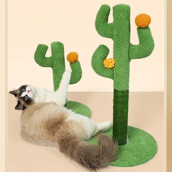 WXLCISI Cactus Cat Scratching Post - Vertical Sisal Pole Scratcher with Climbing Frame, Space-Saving Pet Furniture