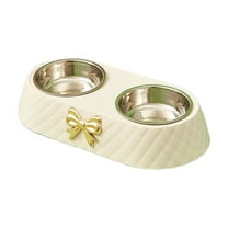 WXLCISI Double Pet Bowls - Stainless Steel Food & Water Bowls with Bowknot Design - Great for Small Dogs & Cats