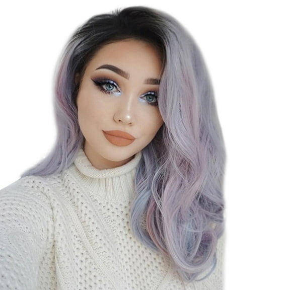 WXLCISI Fashion Colorful Multi Color Rainbow Wig for Women Long Curly Wavy Middle Part Wig Colorful Wigs for Party Synthetic Wig