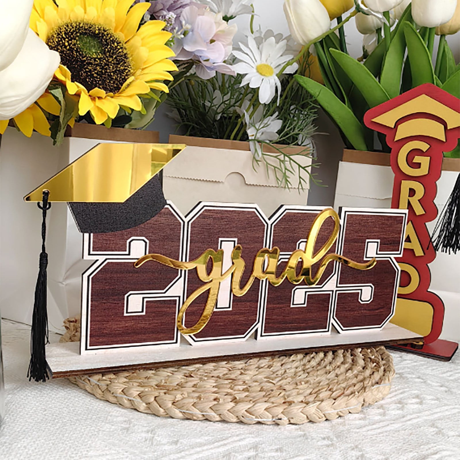 2025 Graduation Photo Booth Props - 25 Piece Class Of 2025 Party Decor, Black & Gold Props With Sticks For Grad Party