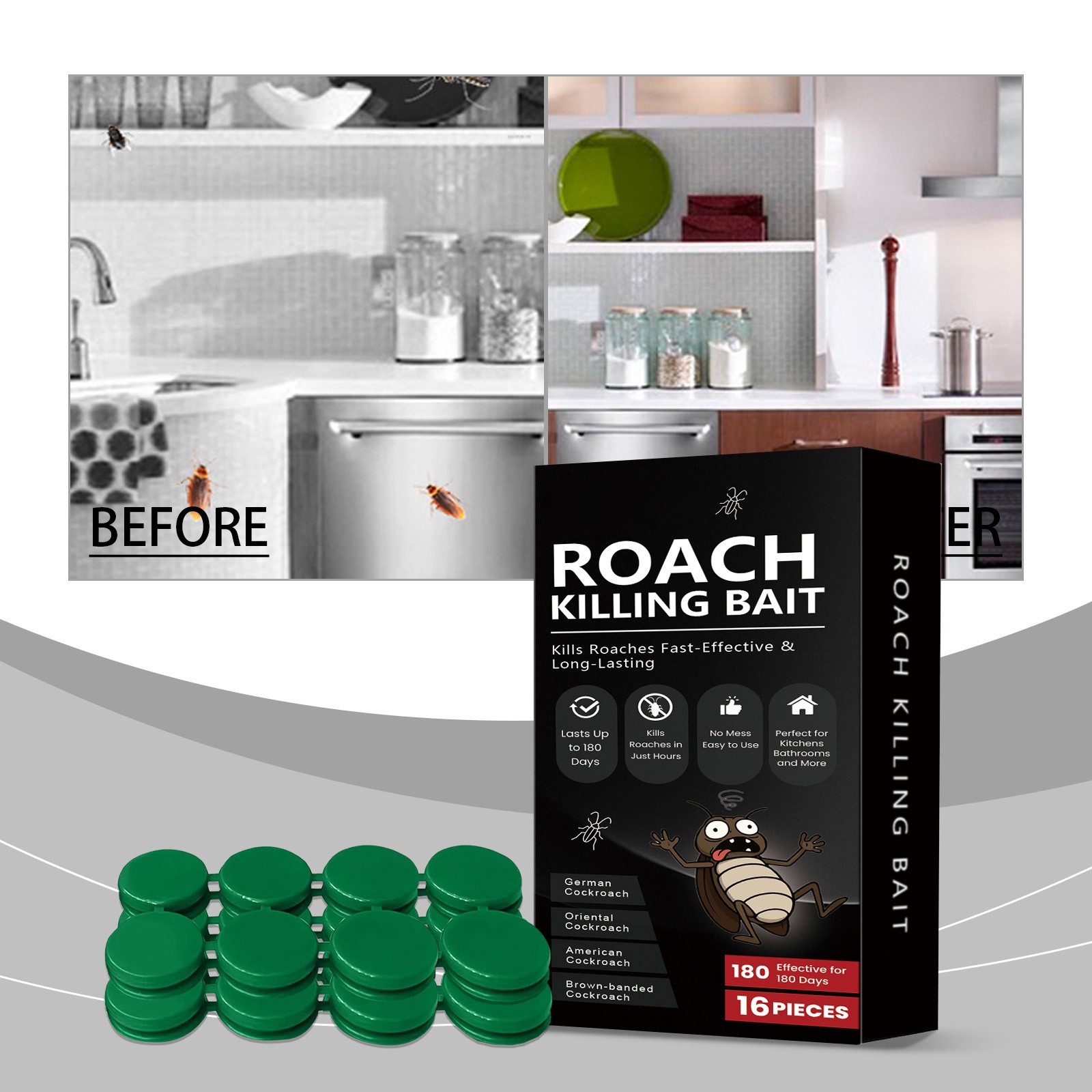 WXLCISI Home Cockroach Exterminator Station - Baiting Trap for Kitchen & Indoor Use - Odorless & Effective Pest Control