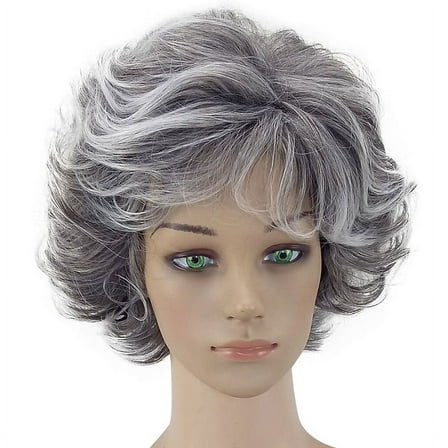 WXLCISI Human Hair Wig Grey Wig Full Woman Curly Fashion Synthetic Hair Short Natural Wig