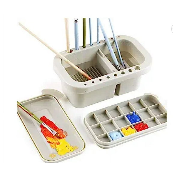 WXLCISI Multi-Use Paint Brush Basin with Brushes Holder,Paint Brush Cleaner,Paint Brush Holder and Organizers with Palette for Watercolor,Oil Painting