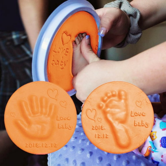 WXLCISI Non-Toxic Baby Handprint Kit - 50g Washable Clay for Footprint Keepsakes - Sensory Art Activity - Orange,One Size