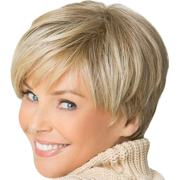 WXLCISI Short Straight Synthetic Hair Full Wigs for Women Natural Looking Heat Gold,10.24inch