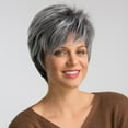 thumbnail image 1 of WXLCISI Synthetic Short Ombre Gray Pixie Haircut Wig with Bangs Glueless Layered Wig Wavy Grey to Black Wigs for Women, 1 of 8