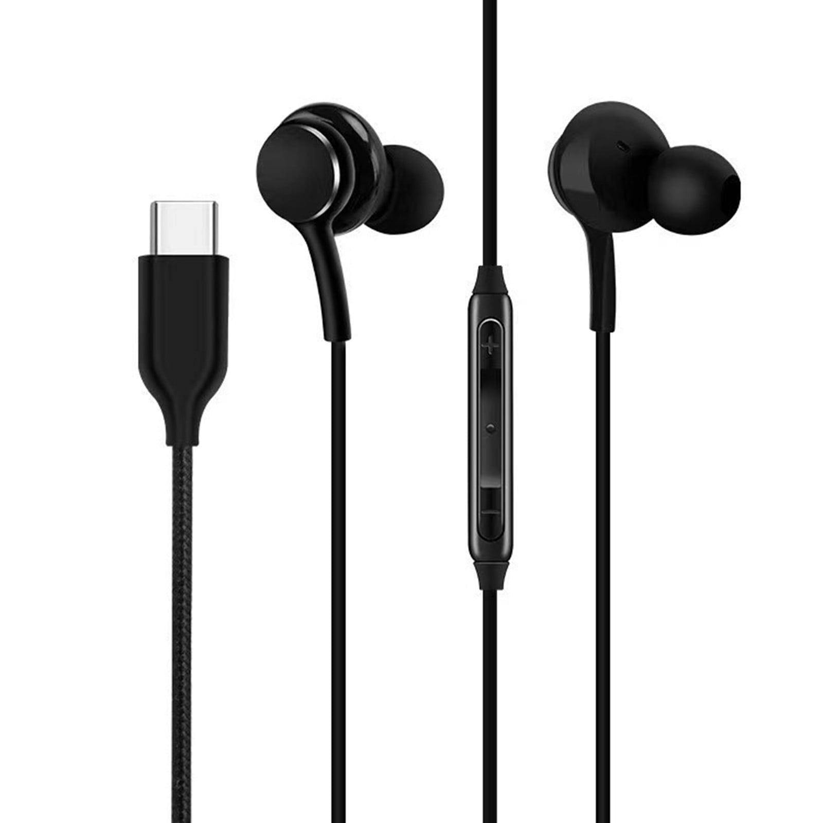 Usb c headphones for samsung s23 fe s22 s21 s20 a53 a54 wired earbuds metal inear type c earphone with microphone volume control bass