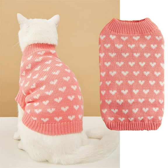 WXLCISI Valentine's Day Dog Cat Sweater For Cat Dog Valentines Outfit Knitted Sweaters For Small Medium Large Pet Red XS S M L XL XXL