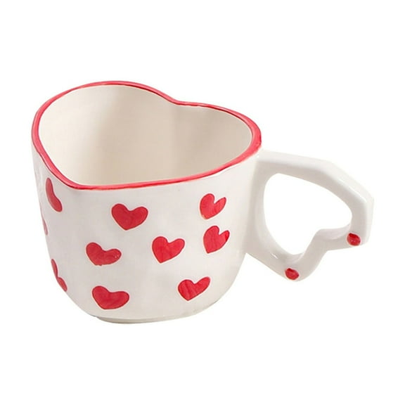 WXLCISI Valentine's Day Heart Shape Ceramic Cup For Coffee Milk Meaningful Cup