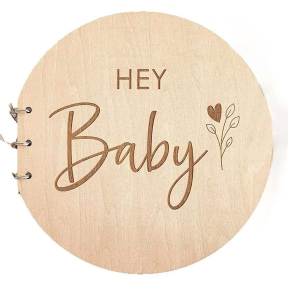 WXLCISI Wooden Christening Baby Book - Keepsake for Growth and Memories