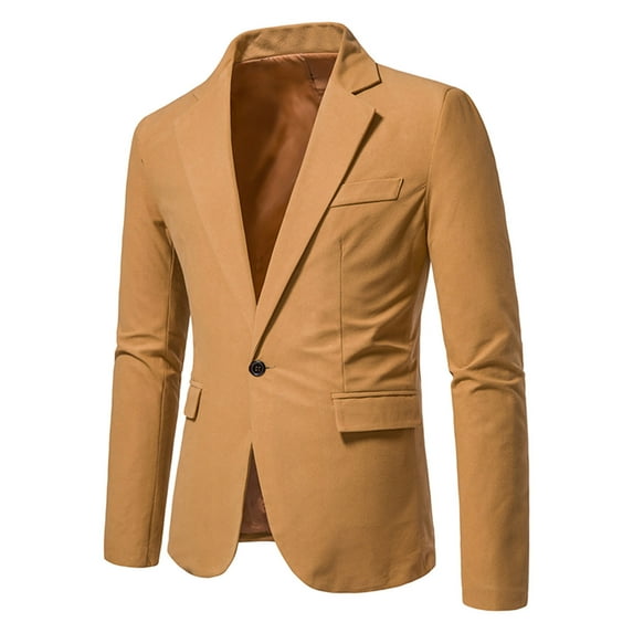 WXLWZYWL Mens Suede Sport Blazer Coat Business Casual Solid Wedding Prom Suit Blazer Jacket Lapel One Button Tuxedo Jacket Slim Fit Casual One Button Blazer Jacket