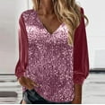 thumbnail image 1 of WXLWZYWL Women's Sparkle Sequin Tops Glitter Party Strappy Patchwork Long Sleeve V Neck Holiday Party Shimmer Blouse Shirts Tunic Shirts, 1 of 6