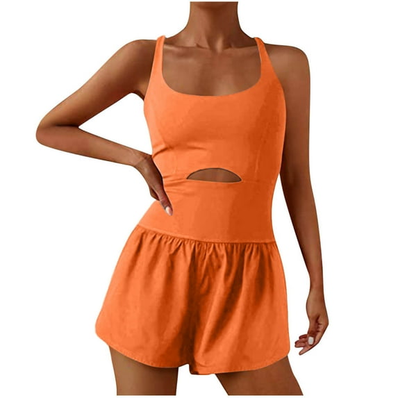 WXLWZYWL 2024 Clearance Sale Womens Running Onesie Workout Rompers Athletic Romper One Piece Outfits Exercise Jumpsuits Gym Yoga Clothes