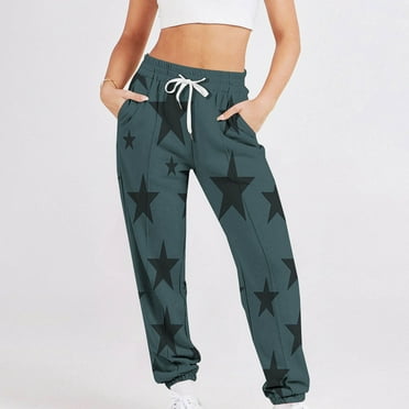 WXLWZYWL 2024 Sweatpants for Women Trendy Plaid Gradient Printed High Waist Wide Leg Pants Work Casual Loose Fit Pocket Lounge Joggers