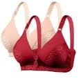 thumbnail image 1 of WXLWZYWL 2PC Women Wireless Lace Bra Lightly Padded Push Up Breathable Daily Solid Basic Bra, 1 of 5