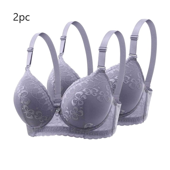WXLWZYWL 2PC Women's Underwire Embroidered Bra Push Up Breathable & Lightweight Daily Wear Bra