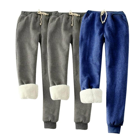 WXLWZYWL 3PC Thermal Sweatpants for Women Cold Weather 3 PC Winter Warm Fleece Pants Sherpa Lined Sweatpant Jogger Track Pants Plus