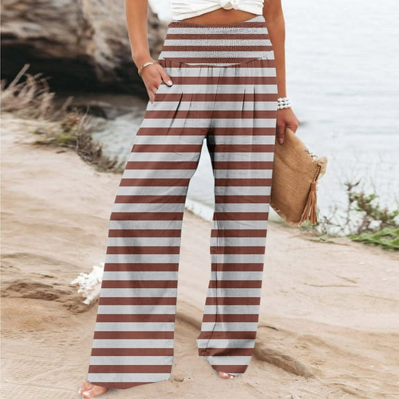 WXLWZYWL Baggy Sweatpants for Women Y2K Elastic Waist Trousers Stripe Bottoms Straight Leg Pants Women High Waisted 2024