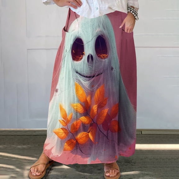 WXLWZYWL Boho Maxi Skirts for Women Plus Size Trendy Fall 2024 Long Beach Skirts High Waisted Floral Renaissance Skirt with Pockets