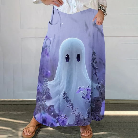 WXLWZYWL Boho Maxi Skirts for Women Plus Size Trendy Fall 2024 Long Beach Skirts High Waisted Floral Renaissance Skirt with Pockets