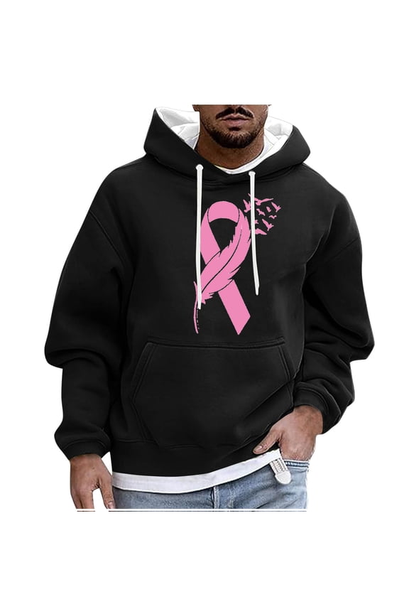 Breast Cancer Pink Shirt Men Cotton Hooded Sweater Hoodies Casual Men and Women Hoodie Shirt