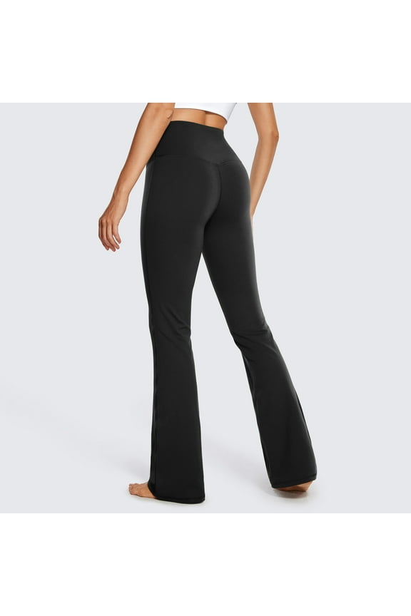 Butt Lifting Flare Leggings for Women High Waisted Tummy Control Wide Leg Flared Yoga Pants Crossover Yoga Pants with Pockets Bootcut Flared Leggings